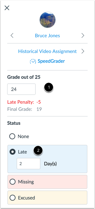 View Grade Detail Tray