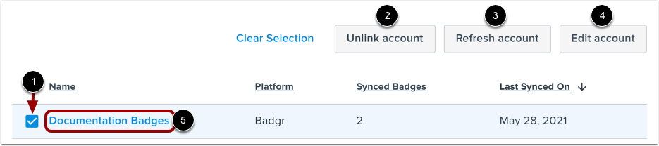 View Badging Account Options