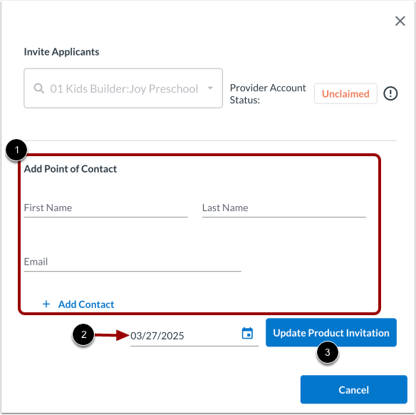 Update Product Invitation