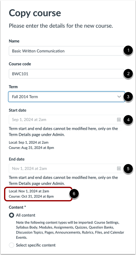 Create Course Details
