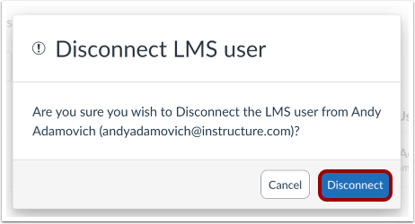 Disconnect LMS User Confirmation