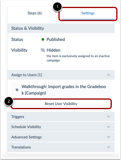 Reset User Visbility