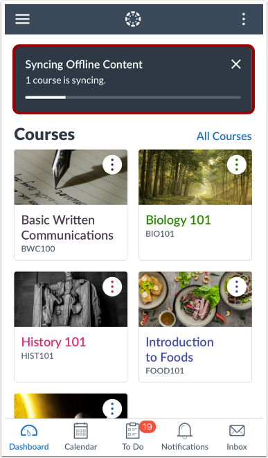 View Syncing Progress