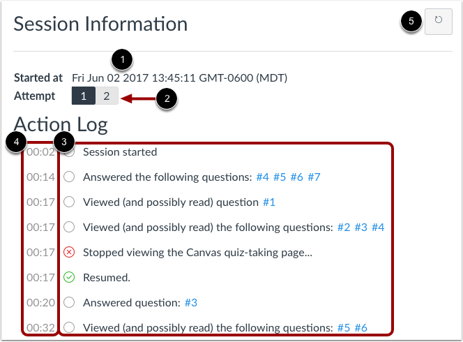 View Session Information and Action Log