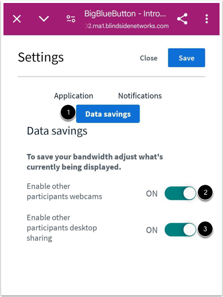 View Data Savings Settings