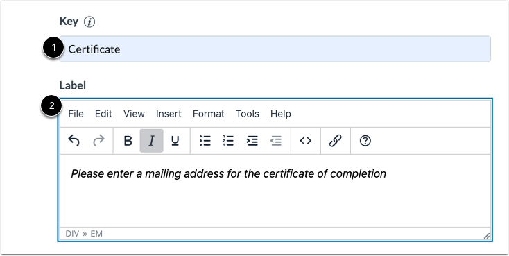 Create Name and Label