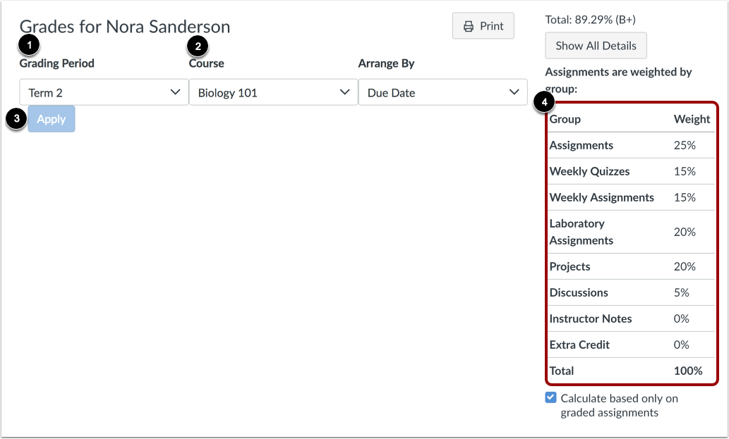 View Grading Periods