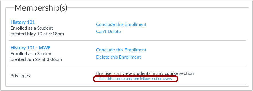 Limit User to Section