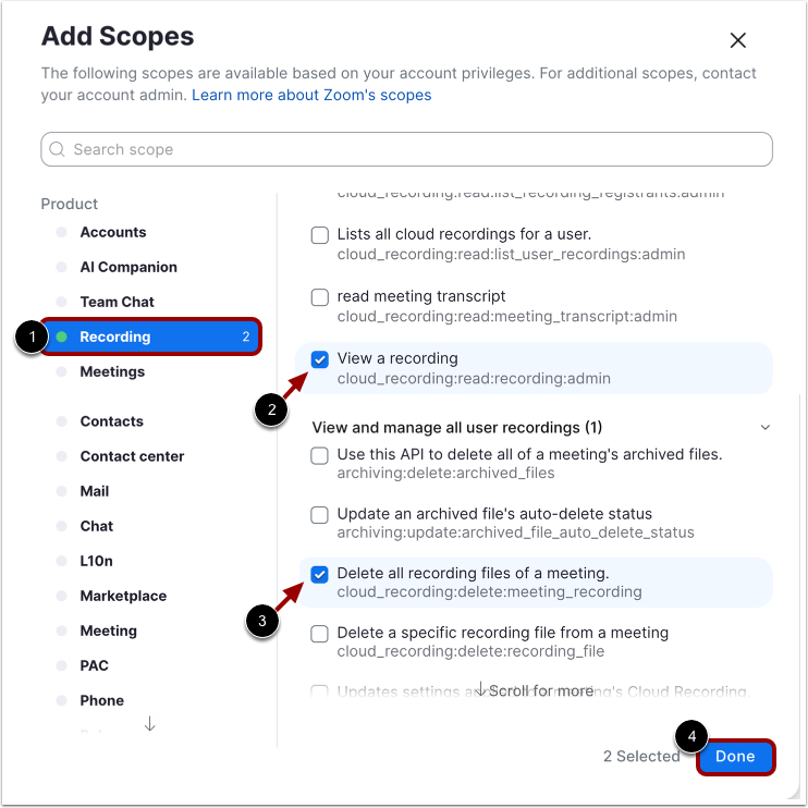 Select View a Recording