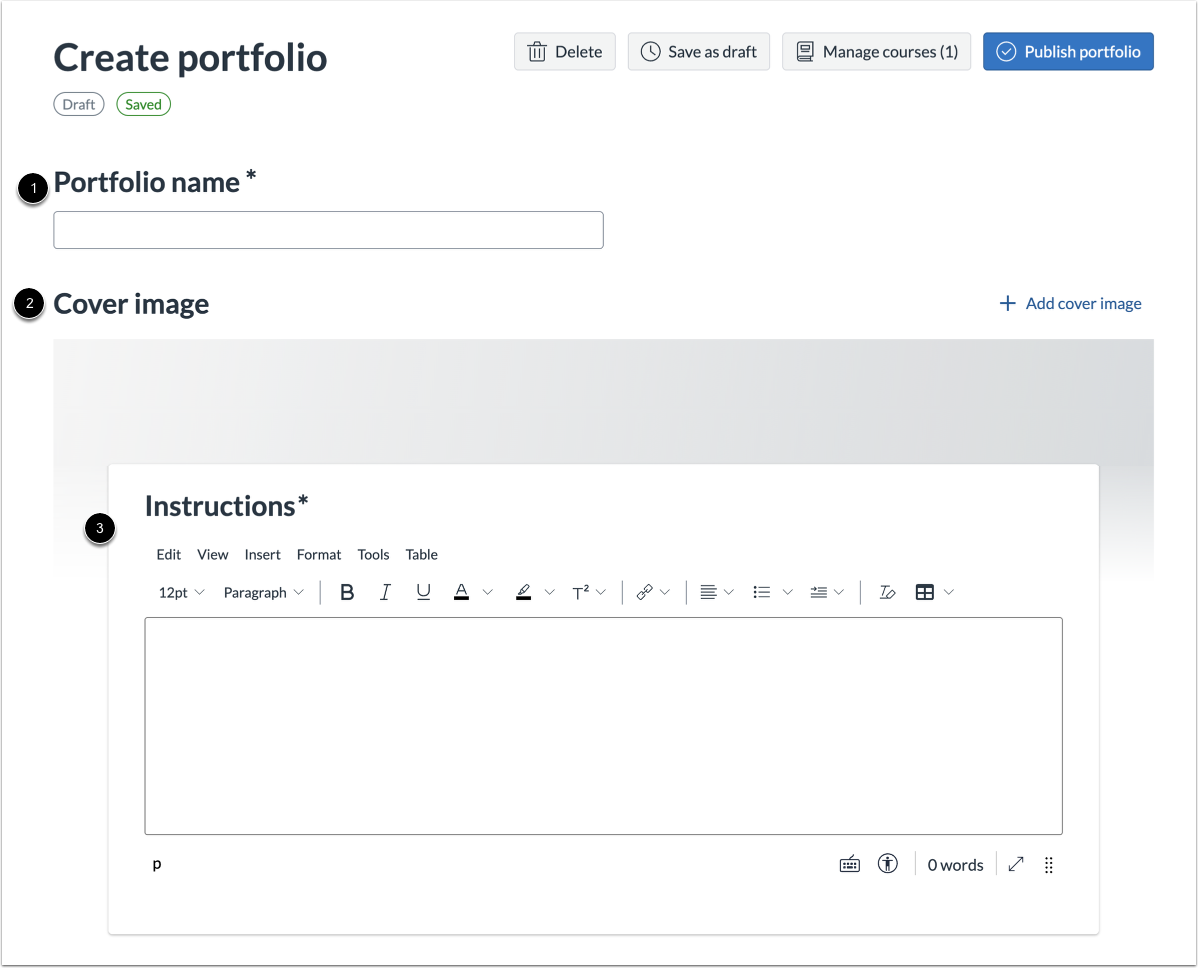 Create Evaluation Portfolio Fields