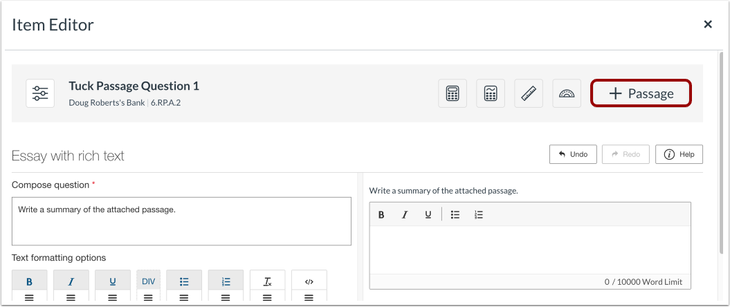 Open Add Passage Window