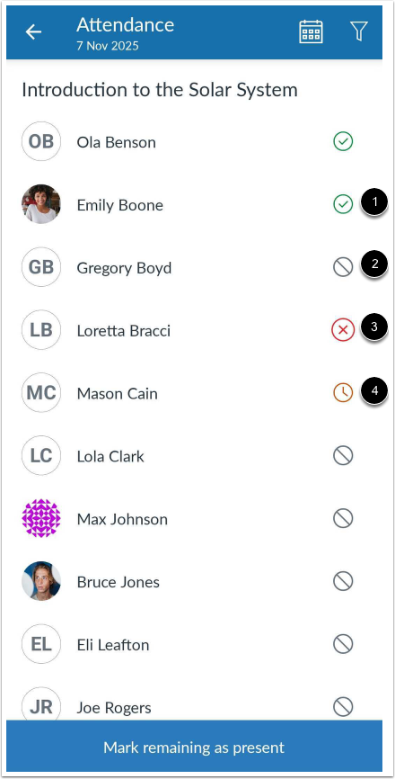 View Attendance Options