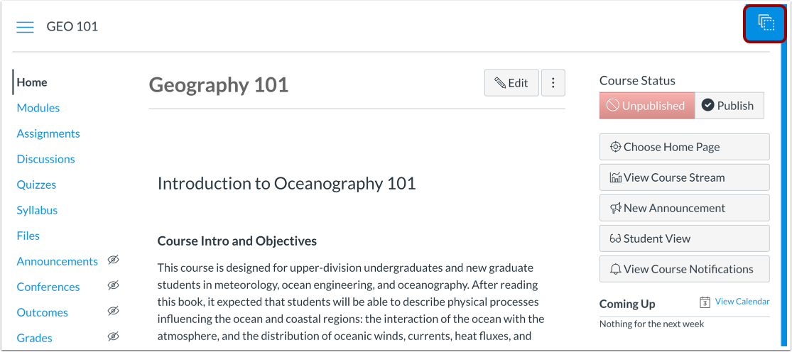 Open Home Page Blueprint Sidebar