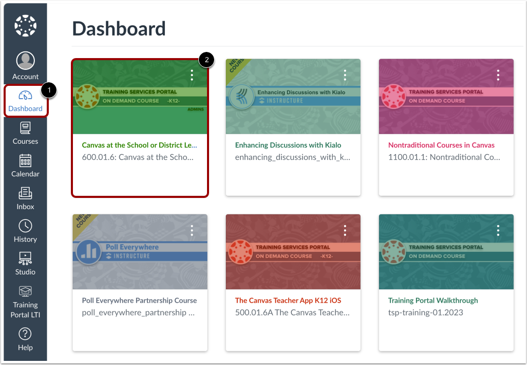 Open Course in Dashboard