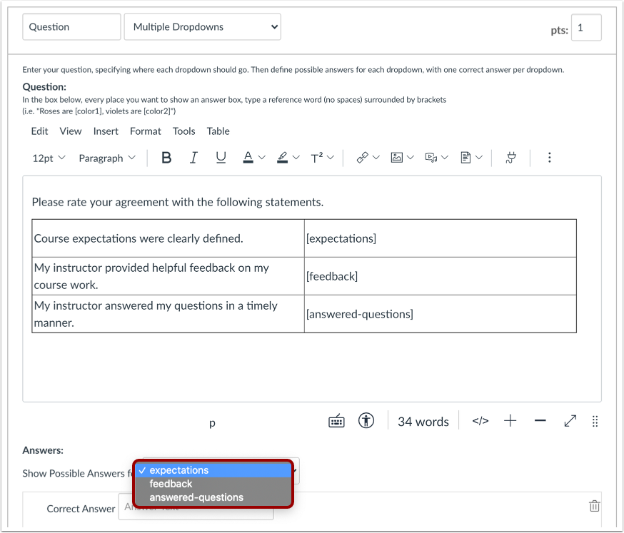 Add Responses as Possible Answers