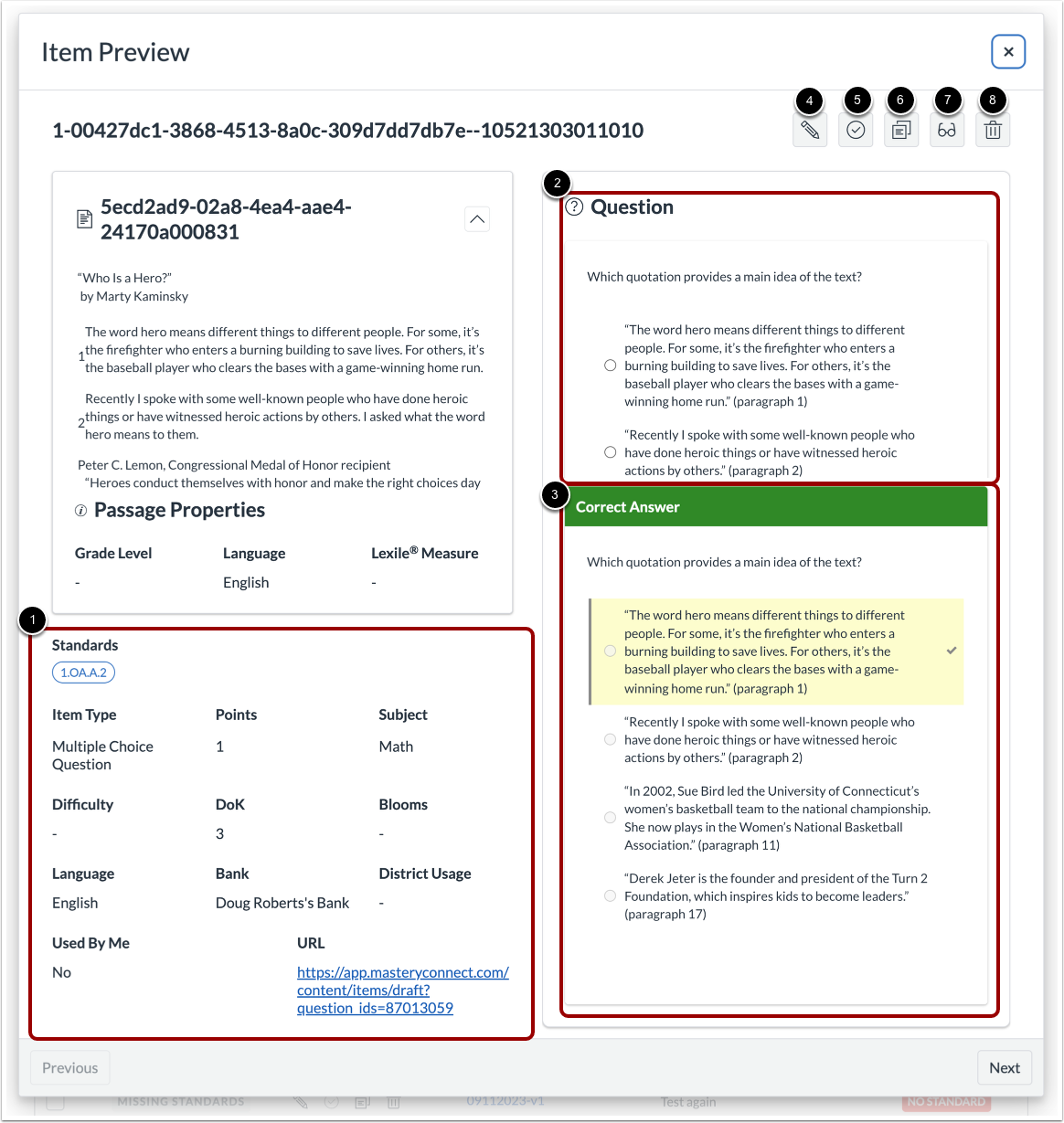 View or Manage Item from an Individual Item
