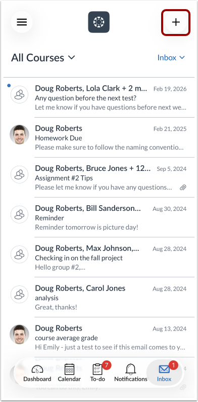 How do I send a message in the Canvas app on my iOS device ...