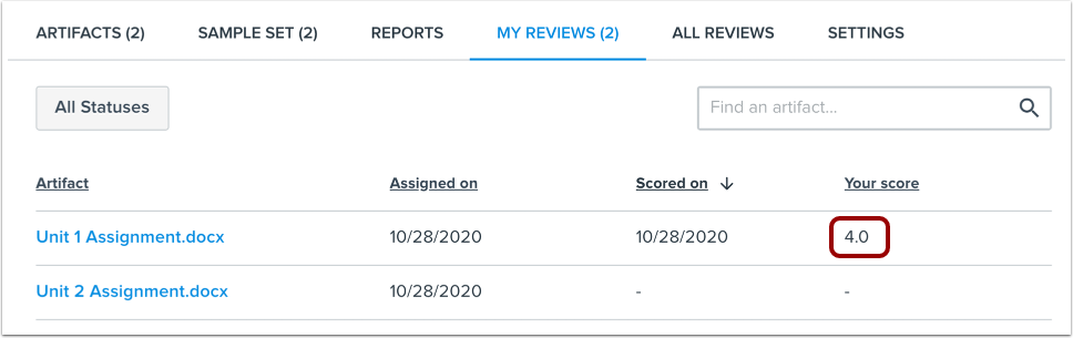 View Scored Artifact