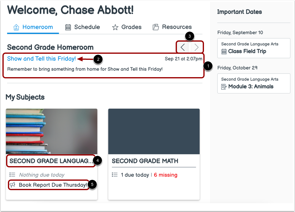 View Homeroom Announcements