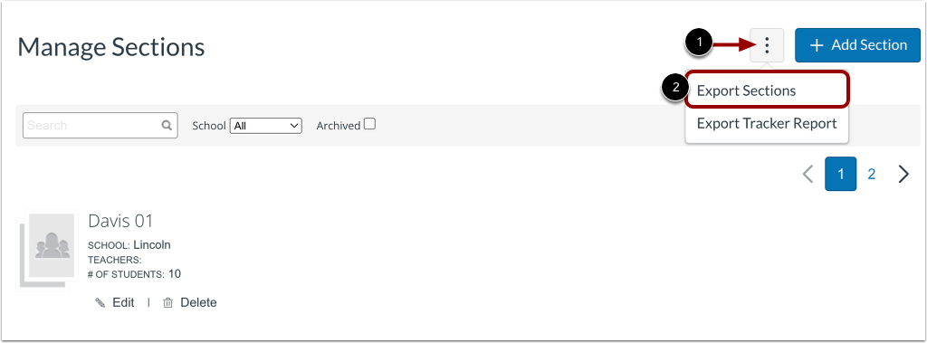 Export District Section Data
