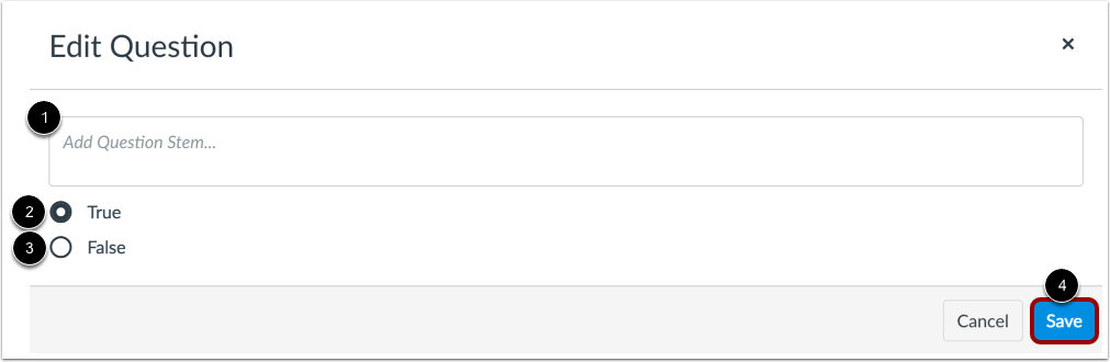 Edit True or False Question Details