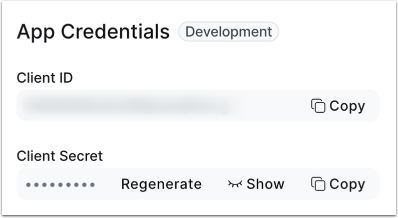 View App Credentials