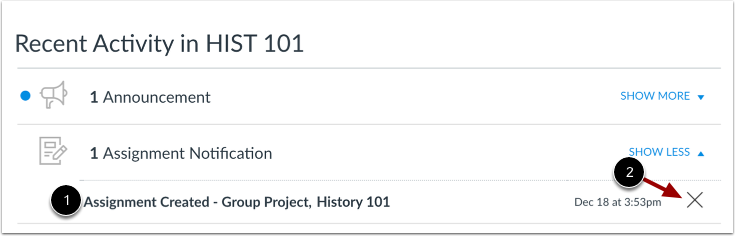 Manage Recent Activity