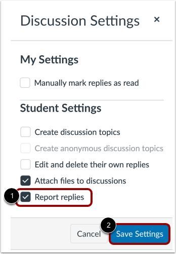 Edit Discussion Settings