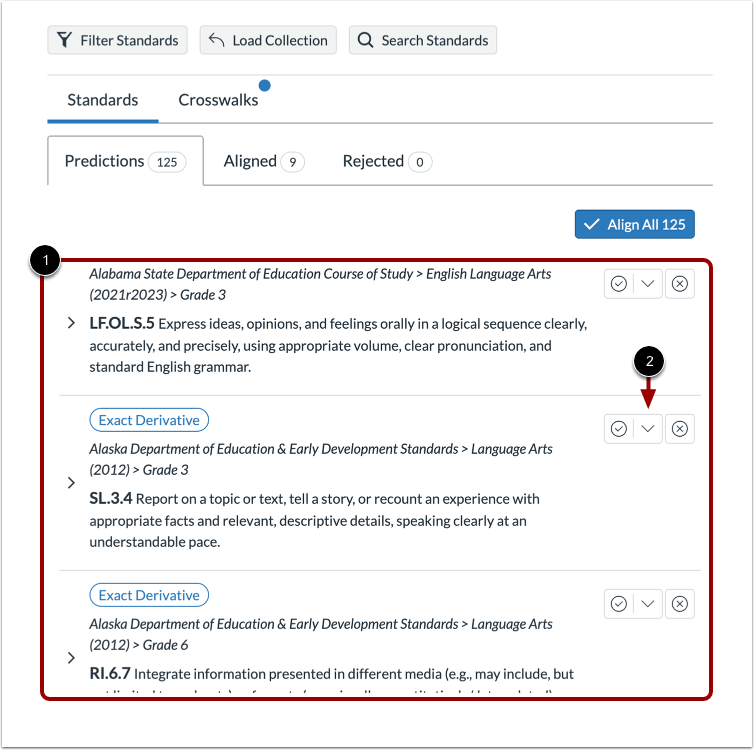 View Predicted Learning Objects