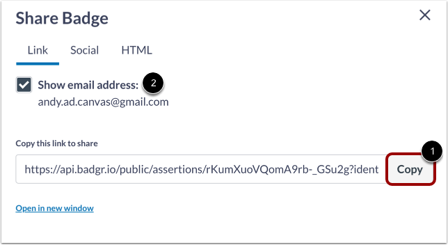 Option 2: From your Badgr backpack