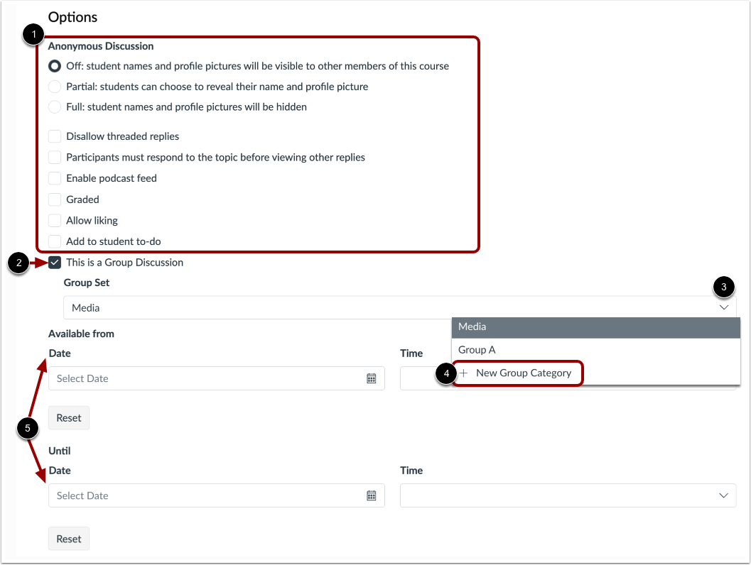 Select Discussion Options