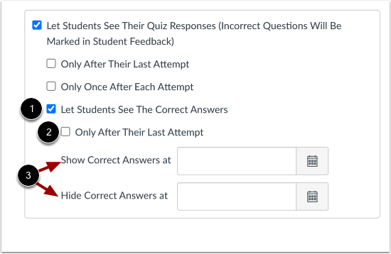 Allow Students to See Correct Answers