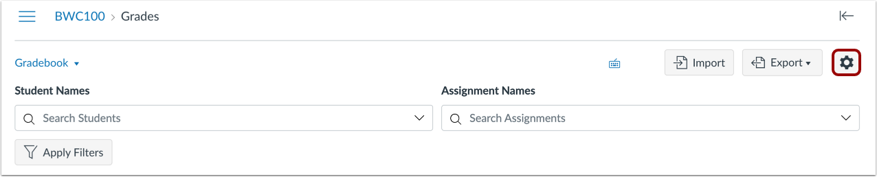 Open Gradebook Settings