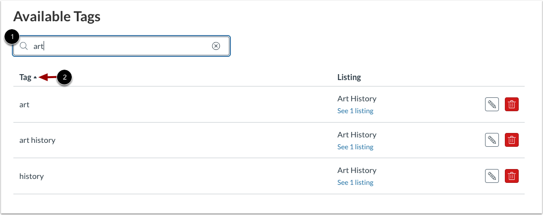 Search Available Tags