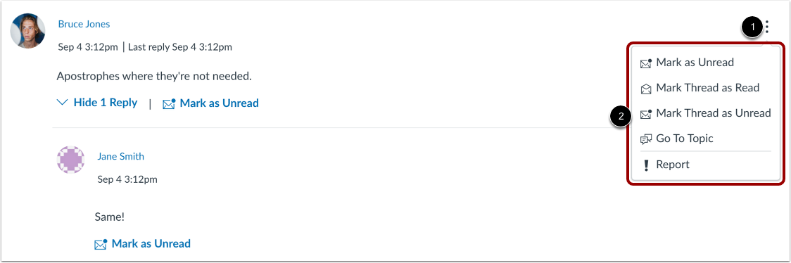 View Threaded Reply Options