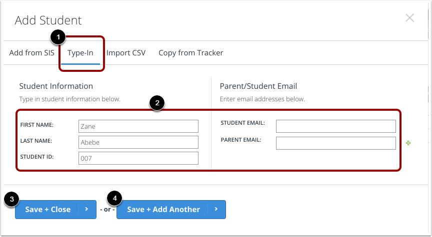 Add Students and Save