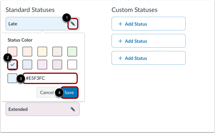 Modify Standard Grading Statuses