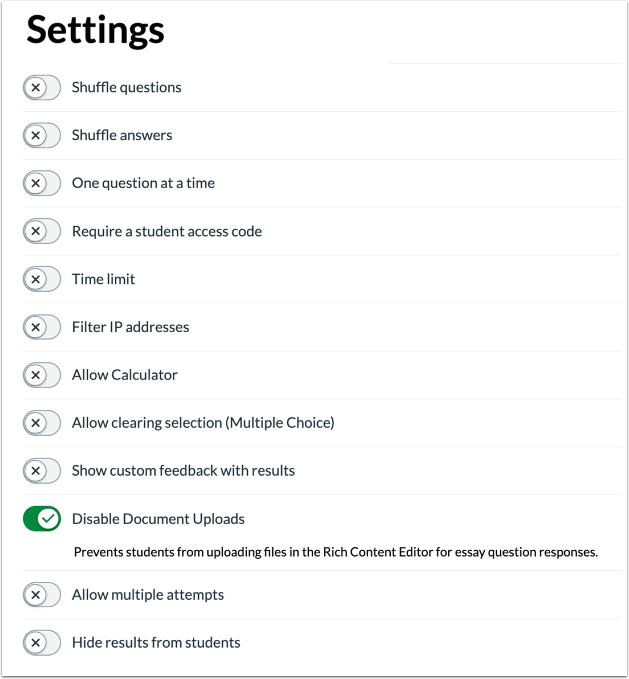 Disable Document Uploads