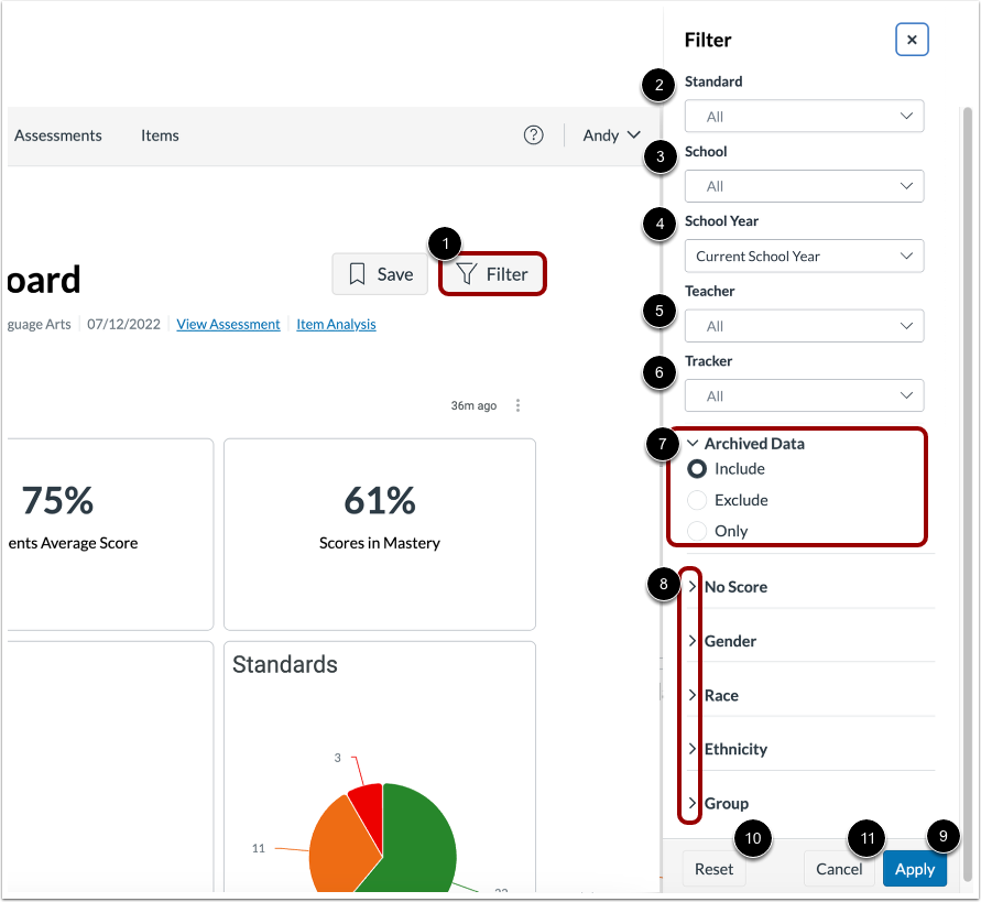 Filter Assessment Results Dashboard