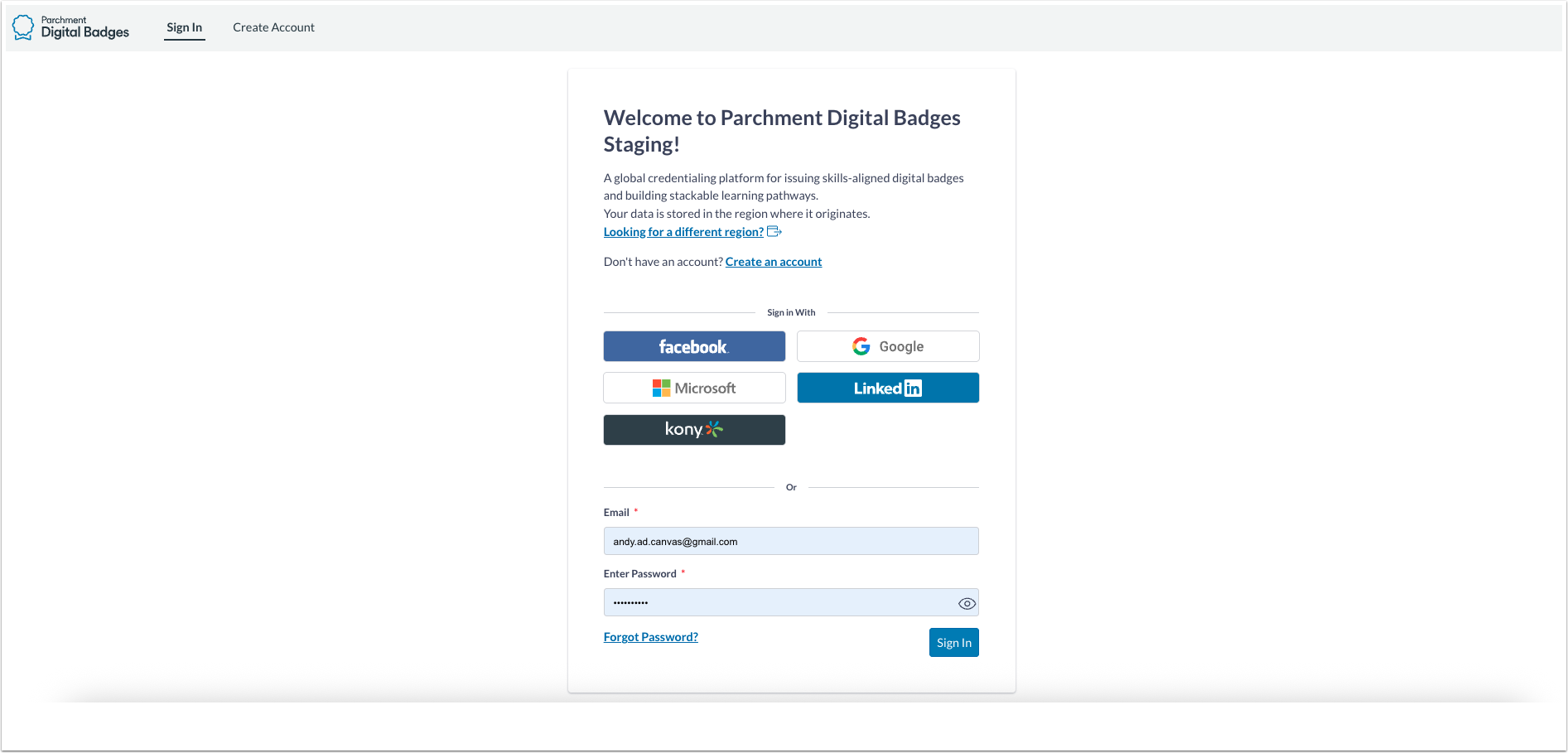 Sign into Canvas Credentials