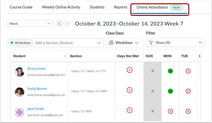 View Online Attendance Report