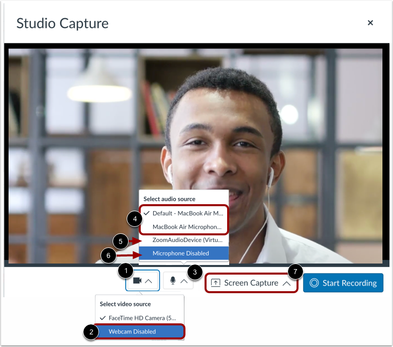 Set Recording Options