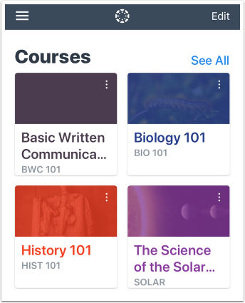View App with Course Cards
