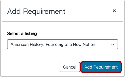 Add Selected Course or Program