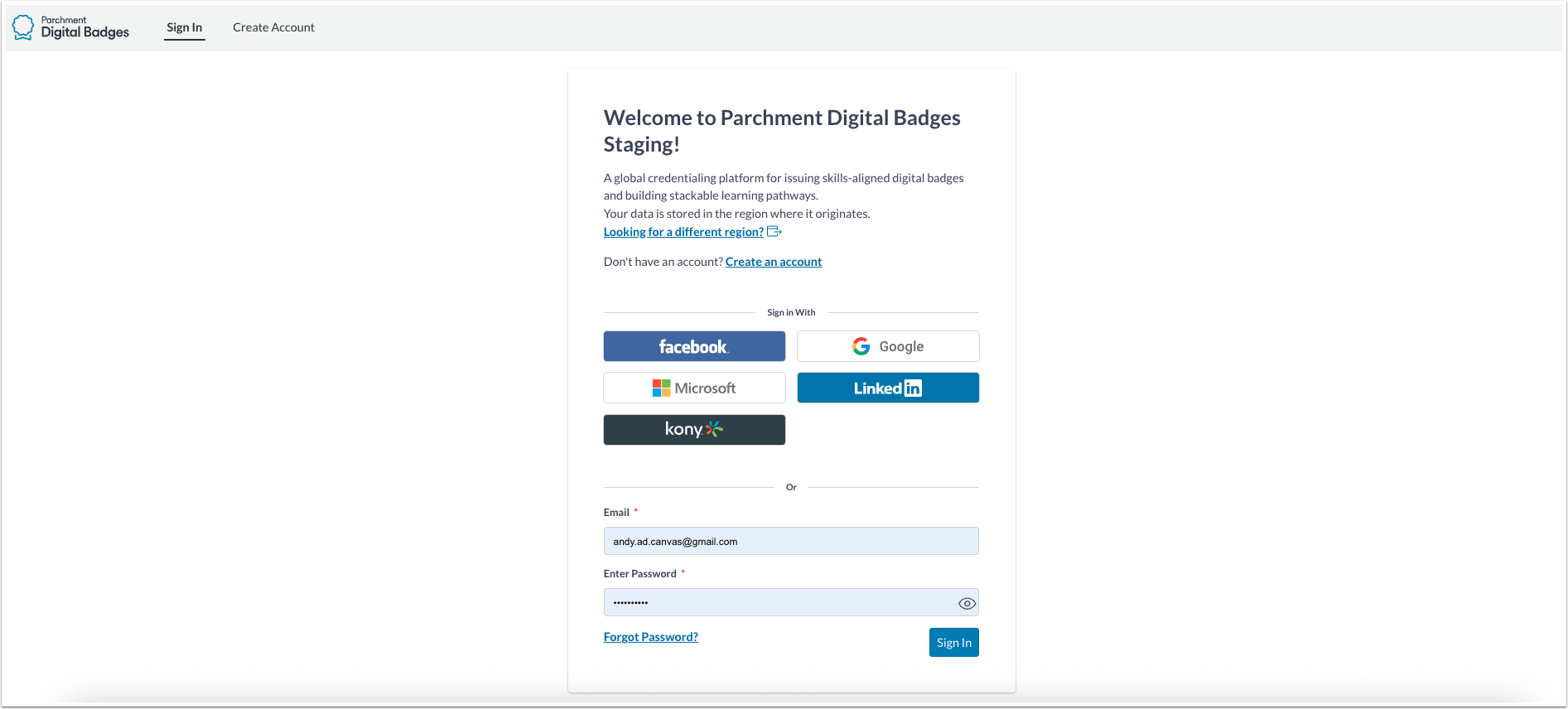 Sign into Canvas Credentials