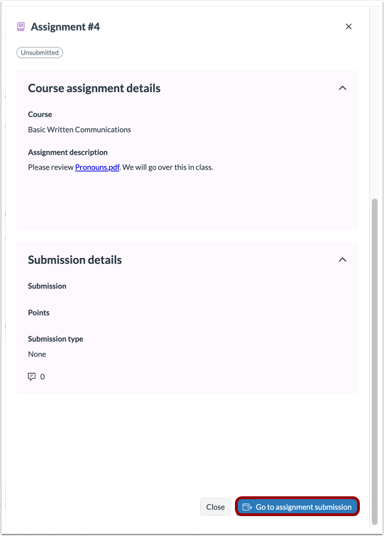 Go to Assignment Submission
