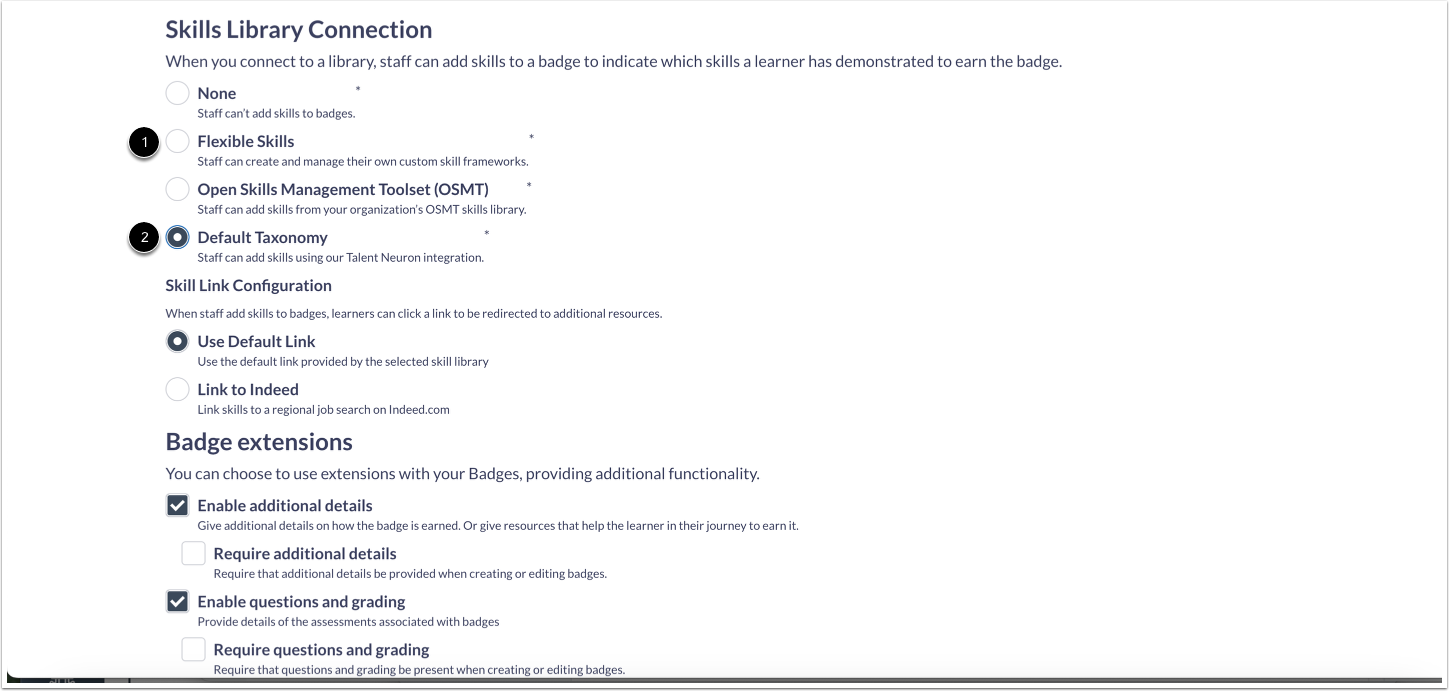 Enabling the skill option from the organization page