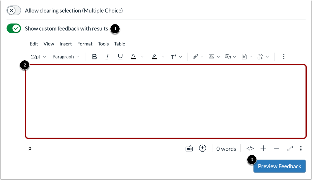 Show Custom Feedback with Results