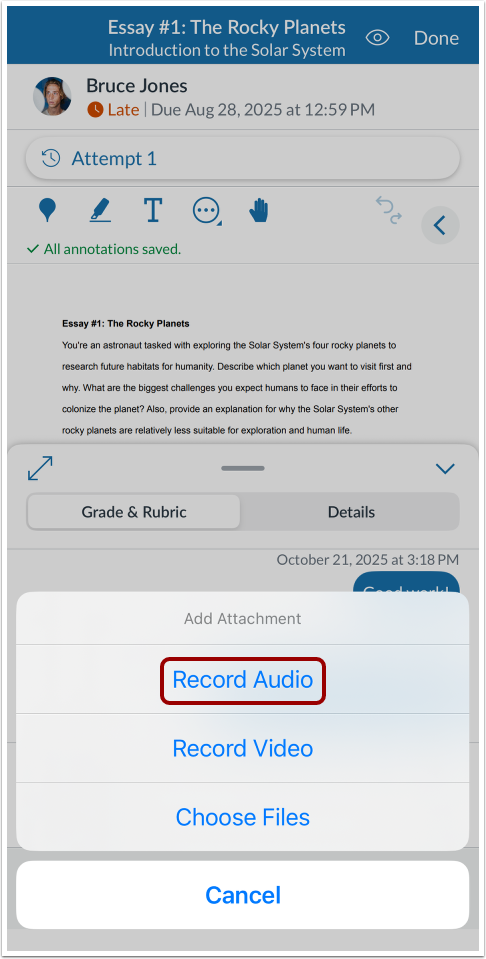 Record Audio Comment
