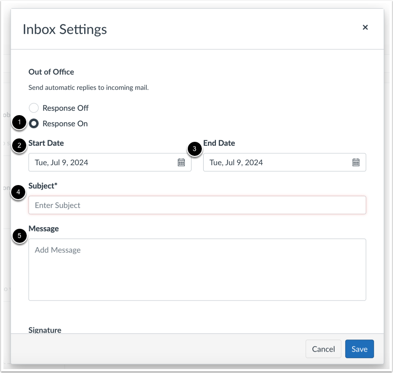 View Out of Office Settings